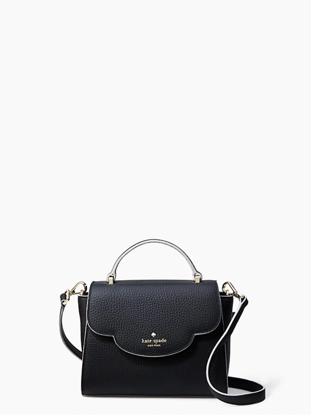 kate spade black scallop-edge top-handle satchel